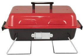 Grаtar pe cаrbuni Muhler 1003818, 40.5x26 cm, Cu capac, Gril galvanizat, Compact pentru calatorii, Rosu/Negru