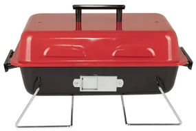 Grаtar pe cаrbuni Muhler 1003818, 40.5x26 cm, Cu capac, Gril galvanizat, Compact pentru calatorii, Rosu/Negru