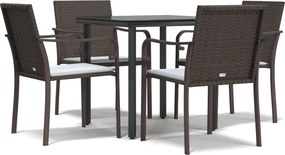 vidaXL Set mobilier de grădină cu perne, 5 piese, poliratan și oțel