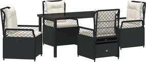 vidaXL Set de masă pentru grădină 5 pcs Negru poliratan