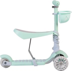 Tricicleta evolutiva 2 in 1 transformabila in trotineta NOVOKIDS™ BubbleGum , Max 40 kg, Roti din silicon cu LED, Maner de impins pentru parinti
