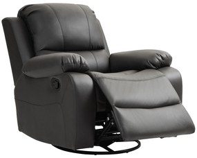 HOMCOM Fotel de relaxare, spătar și suport pentru picioare ajustabile, rotativ, până la 150 kg, cadru din oțel, 93x100x98cm, negru | Aosom Romania
