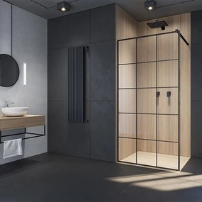 Paravan de dus tip Walk-in Radaway Modo New Black II Factory negru-transparent 50 cm sticla securizata 8 mm