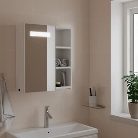 357965 vidaXL Dulap cu oglindă de baie cu lumină LED, alb, 45x13x52 cm