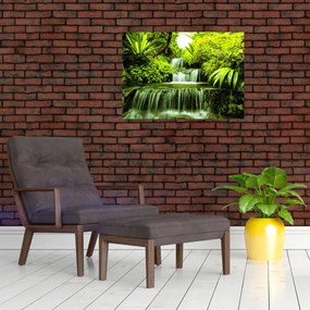 Tablou pe sticlă - Cascade indoneziene (70x50 cm)
