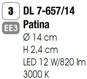 Aplica LED de perete sau tavan, Bully 14cm Antique Brass