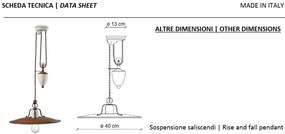 Lustra cu inaltime reglabila design retro realizata manual din ceramica si metal GRUNGE