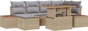 vidaXL Set de canapele pentru grădină 7 pcs Bej Rattan poli