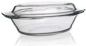 Tavă ovală de copt Simax, din sticlă, cu capac, 3,6 l