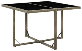 vidaXL Masă de grădină, gri, 109x107x74 cm, poliratan și sticlă