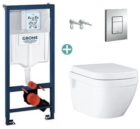 Set rezervor Grohe Rapid SL cu clapeta Skate Cosmopolitan si vas wc Grohe Euro Ceramic Rimless prindere la vedere capac soft close