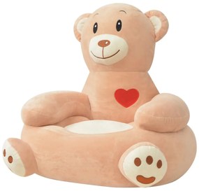 Scaun din plus pentru copii cu model urs, maro Urs