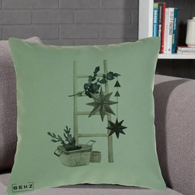 Perna Decorativa Scara Scandinavica cu Stele, 40x40 cm, Verde, Husa Detasabila, Perna Inclusa, BEKZ®