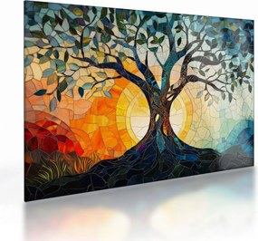 Tablou pe sticlă – Mozaic – soare și arbore I. (70x50 cm)