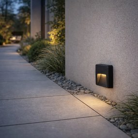 Aplică de perete pentru exterior neagră pătrată cu LED IP65 - Gem