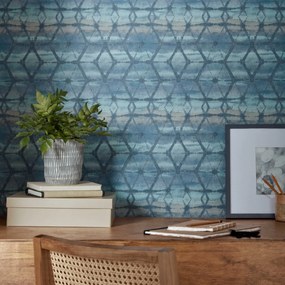 Tapet Mineral, Agate Blue Luxury Geometric, 1838 Wallcoverings, 5.3mp / rola