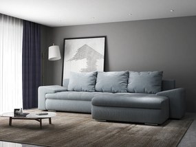 Colțar extensibil dumonde cu ladă de depozitare si sezut confortabil din spuma high-density, Leonardo Zoom Grey 260x185 cm II