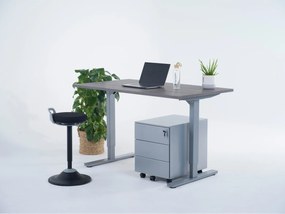 Birou reglabil manual, control cu manivelă, 80 kg - Premium - 1600x800x25 - Logan - Gri