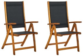 vidaXL Scaune de grădină pliabile 2 buc. lemn masiv acacia &amp; textilenă