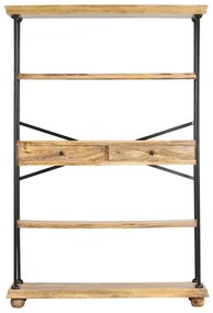 286268 vidaXL Bibliotecă cu 4 rafturi, 120x35x180 cm, lemn de mango și oțel
