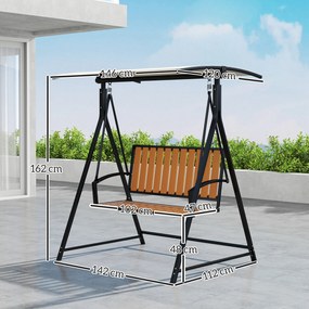 Outsunny Balansoar Hollywood cu acoperiș de soare reglabil, balansoar de grădină pentru două persoane 142 x 112 x 162cm, Negru | Aosom Romania