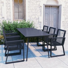 Set mobilier de exterior, 7 piese, negru, ratan PVC Lungime masa 190 cm, 7