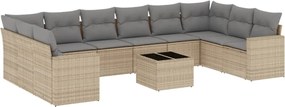 vidaXL Set canapele de grădină cu perne, 11 piese, bej, poliratan