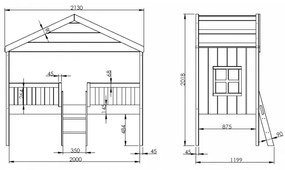 Pat Căsuță Housebed 90x200 cm cu Scară, pentru Copii, Alb – Vipack