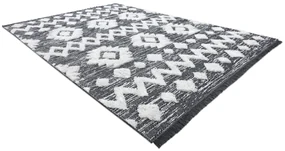Covor ECO SISAL BOHO MOROC Etno Zig zag 22319 franjuri - două niveluri de lână gri / cremă, covor reciclat