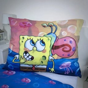 Lenjerie de pat pentru copii din microfibra SPONGEBOB PARTY colorata Dimensiune lenjerie de pat: 70 x 90 cm | 140 x 200 cm