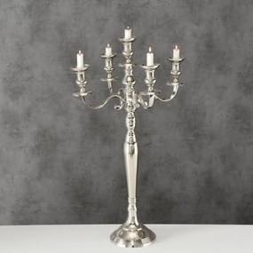 Sfesnic lumanari argintiu, din aluminiu, 78 cm, Victoria