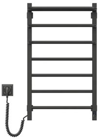 Radiator electric pentru baie cu termostat FORTIS 350W/230V 80,6 cm IP44 negru, cu montare pe partea stângă