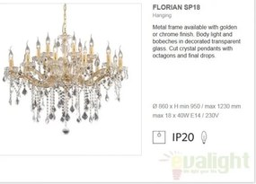 Candelabru 18 brate cristal Venezian FLORIAN SP18 ORO 075181