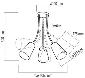 Lustra pe tija WIRE COLOUR 3xE27/60W/230V