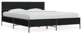 3280002 vidaXL Cadru de pat, negru, 150x200 cm, lemn prelucrat și metal