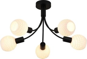 Lustra aplicata metal negru, sticla opal Nova 5L