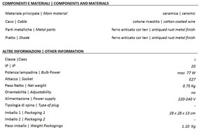 Pendul design retro realizat manual din ceramica si metal GRUNGE