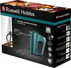 Mixer manual Russell Hobbs Swirl 25891-56, 350 W, 5 viteze, Functie Turbo, Buton pentru accesorii, Batator elicoidal de inalta performanta, Fara BPA, Turcoaz