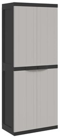 364200 vidaXL Dulap depozitare de exterior, gri și negru, 65x37x165 cm, PP