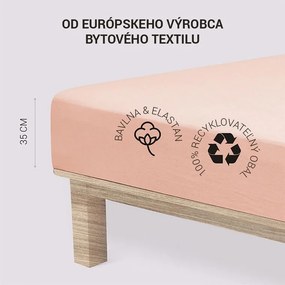 decoDoma Cearșaf elastic jersey cu elastan pudră 180 x 200 cm