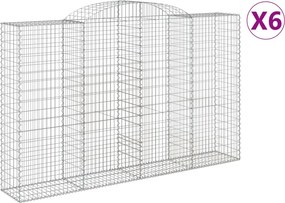 vidaXL Coșuri gabion arcuite 6 buc, 300x50x180/200 cm, fier galvanizat