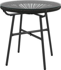 Outsunny Masă de grădină stil Boho - Masă laterală outdoor, PE-Rattan, sticlă securizată, rezistentă la intemperii, 50 cm x 50 cm x 50 cm, Schwarz | Aosom Romania