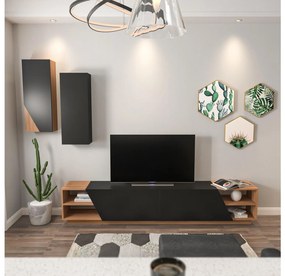 Mobilier living Ziva 2 (negru + teak). 1102660