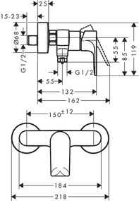 Baterie dus Hansgrohe Rebris E, negru mat - 72650670