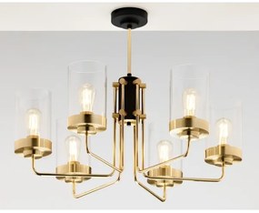Jupiter 2089 - Lustră pe tijă RAMIREZ, 6xE27/15W/230V, auriu/negru