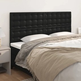 Tablii de pat, 4 buc, negru, 80x5x78 88 cm, piele ecologica 4, Negru, 160 x 5 x 118 128 cm