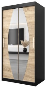 Dulap de haine 100 cm Eclipse (Negru mat + Stejar sonoma). 1063378