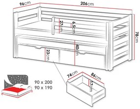Pat pentru copii 90 cm Palkana (Alb) (cu somieră) (cu sp. depozitare). 1103334