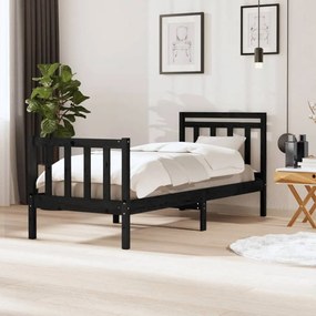 3100683 vidaXL Cadru de pat Small Single 2FT6, negru, 75x190 cm lemn masiv