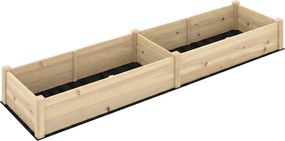 Outsunny Pat Ridicat pentru Cultivat Legume, Lada din Lemn de Brad cu Fund Deschis și Compartimente, 76x30x155 cm, Alb | Aosom Romania